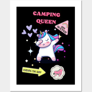 Camping Queen unicorn Posters and Art